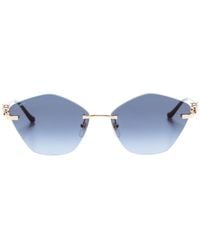 Cartier - Panther Logo Geometric-frame Sunglasses - Lyst