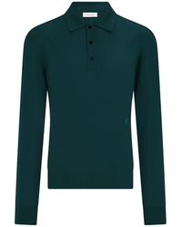 Ferragamo - Long-Sleeve Wool Polo Shirt - Lyst