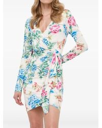 Guess - Robe Portefeuille Courte À Fleurs - Lyst