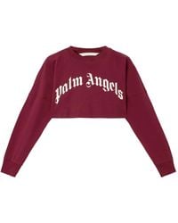 Palm Angels - Curved-Logo Cropped Sweatshirt - Lyst