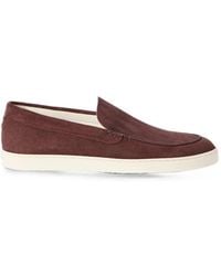 Brunello Cucinelli - Chevron-Effect Suede Loafer Sneakers - Lyst