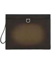 Ferragamo - Gancini Hammered-Leather Clutch Bag - Lyst