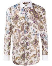 Etro Contrast Collar Paisley-print Shirt - Multicolour