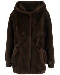 GIOVANNI PARIS - Abrigo Selena Con Capucha De Pelo Artificial - Lyst