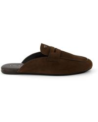 Prada - Penny-Slot Suede Mules - Lyst