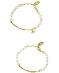 Vivienne Westwood - Amelia Pearl-Embellished Brand Name Bracelets (Set Of Two) - Lyst