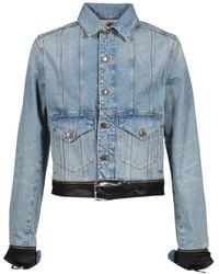 Egonlab - Leather-Strap Denim Jacket - Lyst