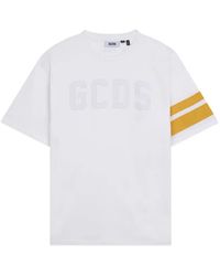 Gcds - Front-Logo Stripe-Details Cotton T-Shirt - Lyst