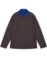 CROQUIS - Contrast-Collar Long-Sleeve Polo Shirt - Lyst