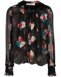 Ulla Johnson - Blusa Semi Trasparente Con Stampa Astratta - Lyst