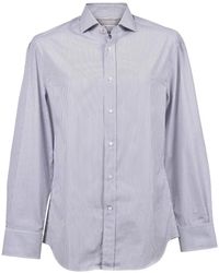 Brunello Cucinelli - Vertical-Stripe Long-Sleeve Shirt - Lyst