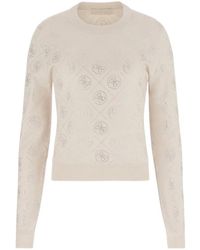 Guess - Rhinestone-Embellished Logo-Pattern Sweater - Lyst