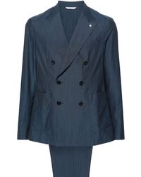 Manuel Ritz - Doppelreihiger Anzug mit Logo-Brosche - Lyst