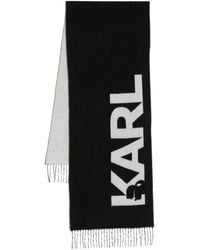 KARL LAGERFELD - Logo-Detail Fringe Scarf - Lyst