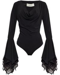 Blumarine - Lace-Trimmed Bell-Sleeve Bodysuit - Lyst