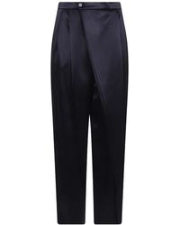Alberta Ferretti - Satin-Finish Wrap-Front Trousers - Lyst