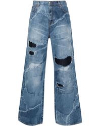 John Richmond - Wide-Leg-Jeans mit Distressed-Detail - Lyst