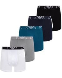 Emporio Armani - Five-Pack Stretch Cotton-Jersey Trunks With Logo-Waistband - Lyst