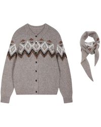 JNBY - Cardigan En Maille À Géométrique À Détail Façon Écharpe Séparable - Lyst