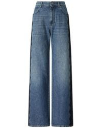Pinko - Wide-Leg Jeans With Lace Trim - Lyst