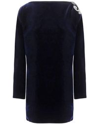 Versace - Embroidered Velvet Mini Dress - Lyst