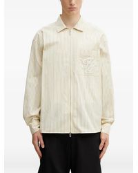 Filling Pieces - Striped Embroidered-Logo Shirt - Lyst