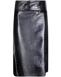 Sportmax - Crocodile-Effect A-Line Midi Skirt - Lyst