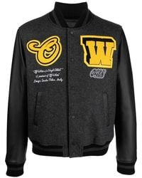Off-White c/o Virgil Abloh - Off- Varsity Cat Leather Jacket, Long Sleeves, /, 100% Leather - Lyst