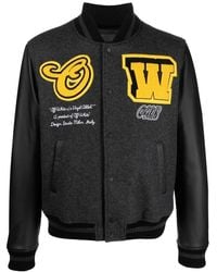 Off-White c/o Virgil Abloh - Off- Varsity Cat Leather Jacket, Long Sleeves, /, 100% Leather - Lyst