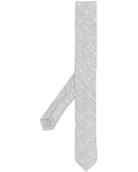 Eleventy Polka-dot Embroidered Cashmere-wool Tie - White