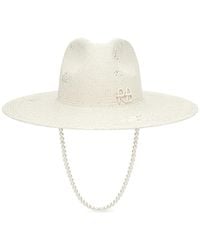 Ruslan Baginskiy - Pearl-Embellished Distressed Fedora Hat - Lyst