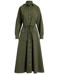 Polo Ralph Lauren - Button Drawstring Midi Dress - Lyst
