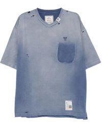 Maison Mihara Yasuhiro - T-Shirt Effet Usé À Poche Et Col V - Lyst