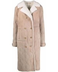 Philipp Plein - Monogram-Embossed Long Shearling Coat - Lyst