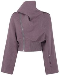 Rick Owens - Chaqueta Corta Scarf Flight Con Cremallera Asimétrica - Lyst