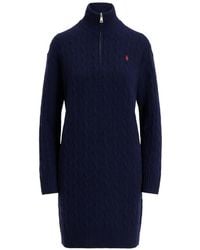 Polo Ralph Lauren - Cable Knit Zip Mini Dress - Lyst