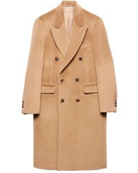 Prada - Double-Breasted Wool Blend Coat - Lyst