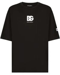 Dolce & Gabbana - Short-Sleeved T-Shirt With Dg Logo Patch - Lyst