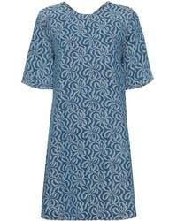 Ganni - Denim Mini-jurk Met Bloemjacquard - Lyst