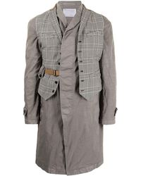 Kolor - Checked Waistcoat Layer Coat - Lyst