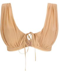 GIUSEPPE DI MORABITO - Draped Lace-Up Bra - Lyst
