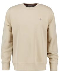 GANT - Logo-Embroidered Crew Neck Sweatshirt - Lyst
