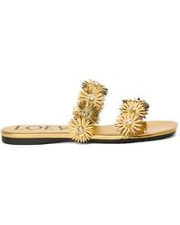 Loewe - Flower-Embellished Flat Sandals - Lyst