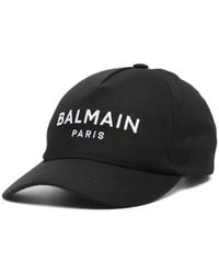 Balmain - Logo-Embroidered Cotton Cap Hat - Lyst