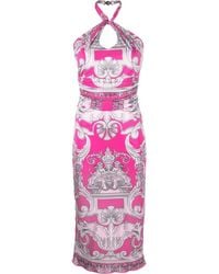 Versace - Barocco-Print Cut-Out Midi Dress - Lyst