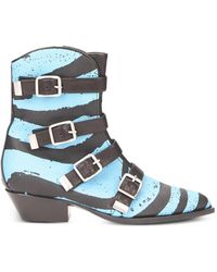 Philosophy Di Lorenzo Serafini - Buckle-Detail Zebra-Print Ankle Boots - Lyst