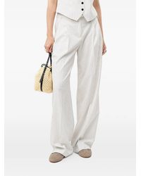 HUGO - Pinstripe-Pattern Belted Trousers - Lyst