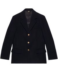 Gucci - Embossed-buttons Wool Single-breasted Blazer - Lyst