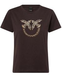 Pinko - T-Shirt With Love Birds Jewel Maxi Embroidery - Lyst
