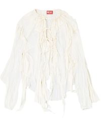 DIESEL - C-lassy ラッフル レースアップブラウス - Lyst
